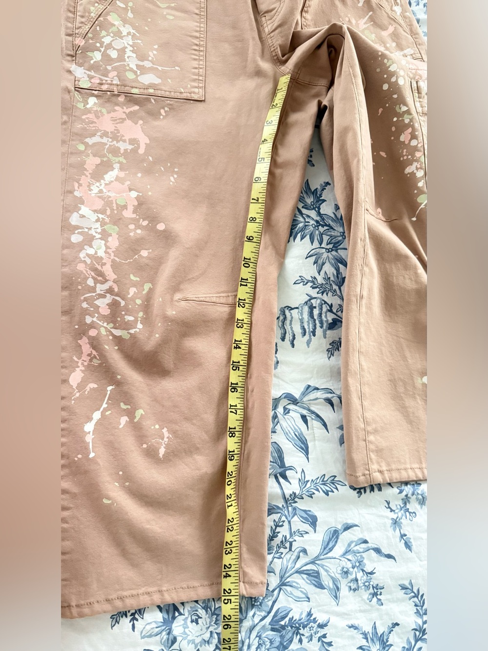 Pilcro Peach Painter-Splatter Wide Leg Pants - Picture 8 of 9